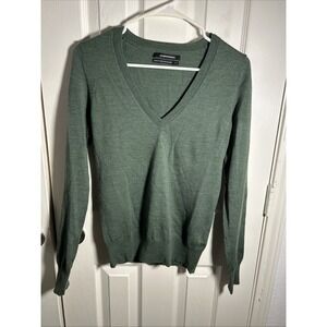 Club Monaco V-Neck Pullover Sweater 100% Merino Wool Men's Sz S Green